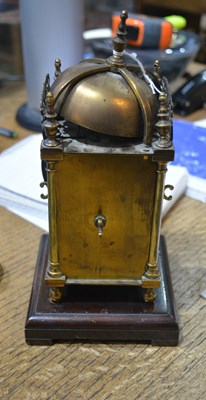 Lot 54 - Brass cased lantern striking clock early 20th...