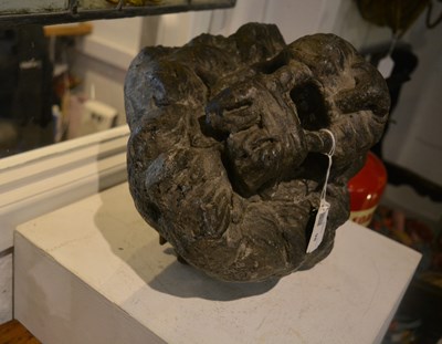 Lot 98 - Large carved stone lion's head Italian,...