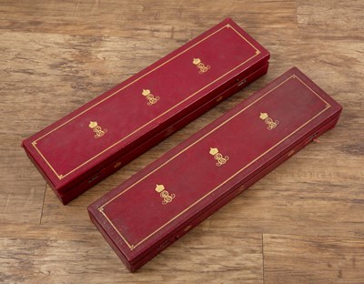 Lot 328 - Two Edwardian scrolls in gilt-tooled boxes to...