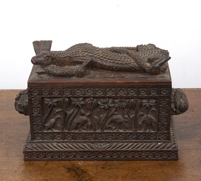 Lot 65 - Burmese carved wooden box decorated with a...