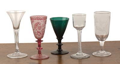 Lot 240 - Group of five antique drinking glasses...