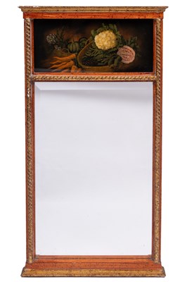 Lot 193 - A Trumeau mirror with reverse glass in the...