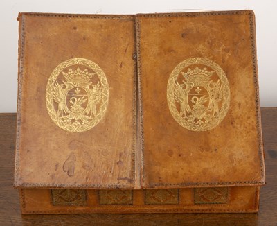 Lot 52 - Leather desk or stationery box with gilded and...