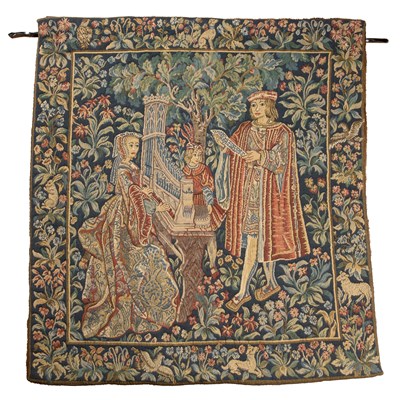 Lot 50 - Belgian tapestry in the Medieval style, with a...