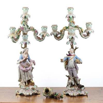 Lot 275 - Pair of Meissen porcelain three branch...