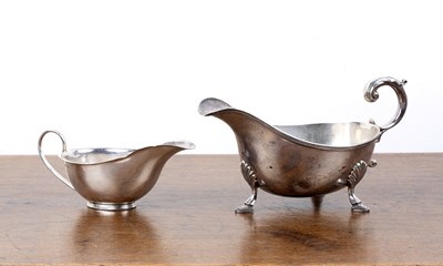 Lot 180 - Two silver sauce boats the larger example...