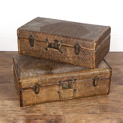 Lot 271 - Two woven bamboo suitcases Chinese, 20th...