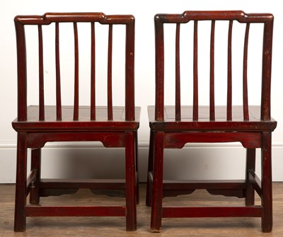 Lot 33 - Pair of stained wood child's chairs Chinese...