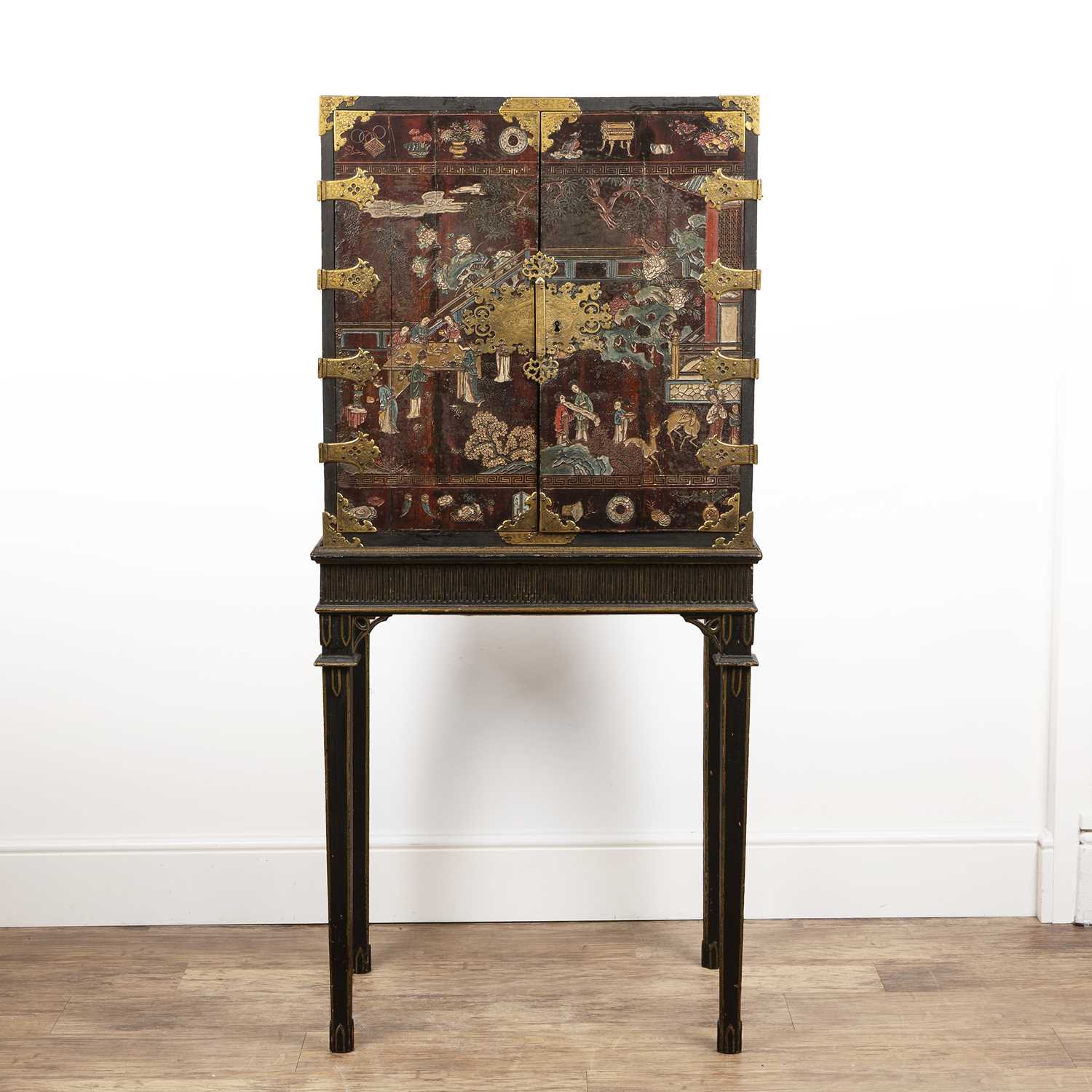 Lot 14 - Coromandel lacquered cabinet on stand 18th...
