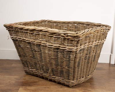 Lot 59 - Large country house wicker basket of tapering...