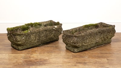 Lot 27 - Pair of reconstituted troughs each with...