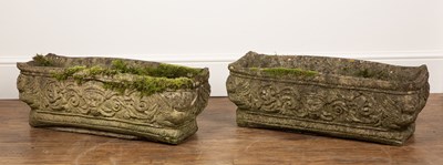 Lot 27 - Pair of reconstituted troughs each with...