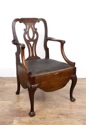 Lot 23 - Mahogany commode chair 18th Century, possibly...
