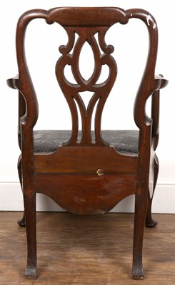 Lot 23 - Mahogany commode chair 18th Century, possibly...