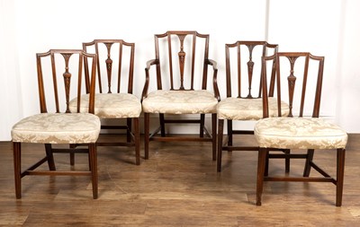 Lot 39 - Set of five mahogany framed dining chairs 18th...