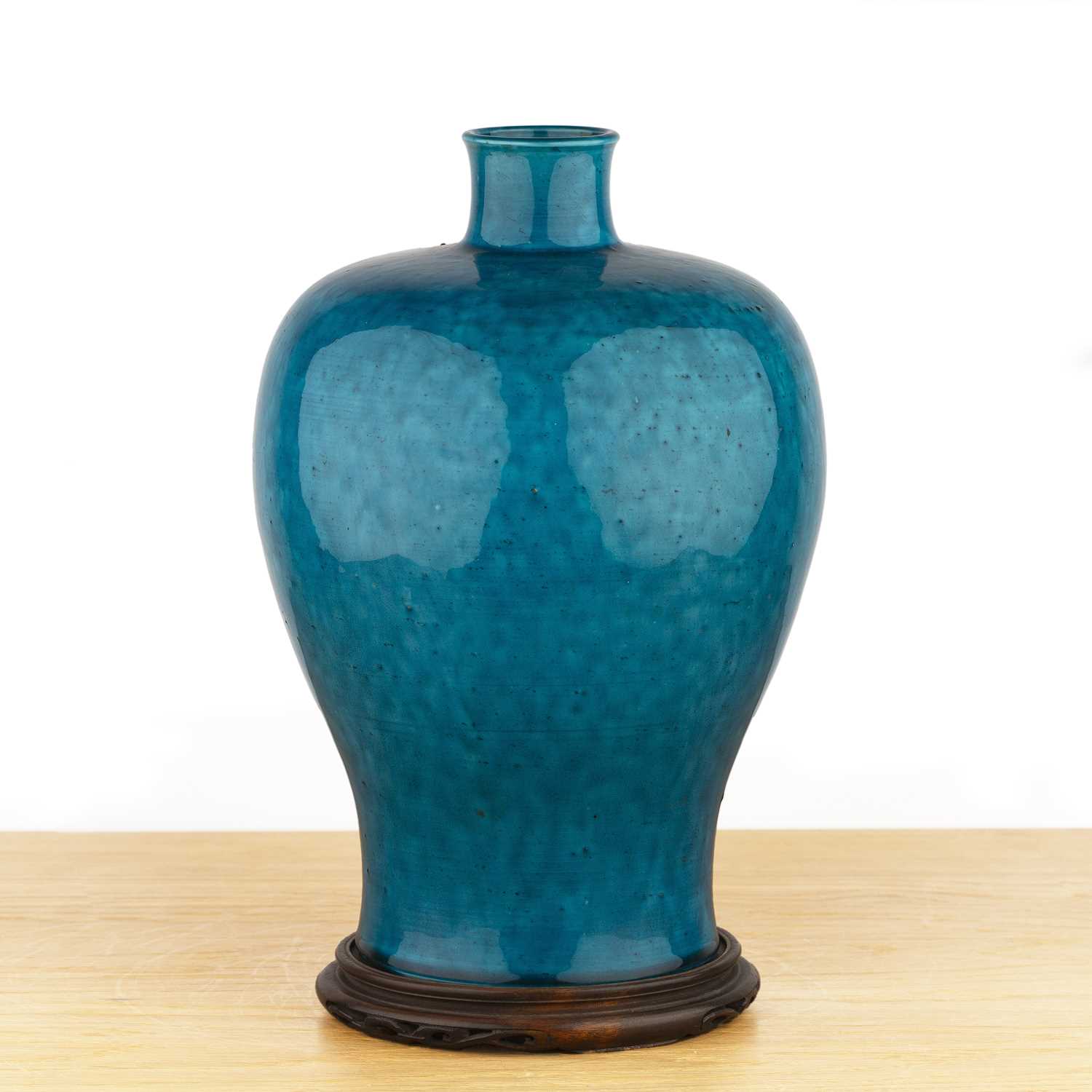 Lot 82 - Turquoise porcelain Mei-ping shaped vase...