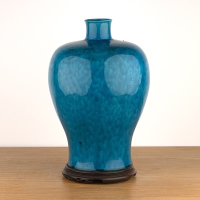 Lot 82 - Turquoise porcelain Mei-ping shaped vase...