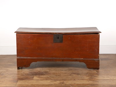 Lot 92 - Elm and pine coffer 19th Century, with an iron...