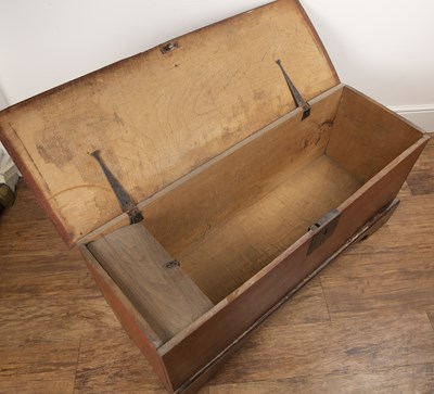 Lot 92 - Elm and pine coffer 19th Century, with an iron...