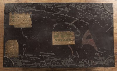Lot 93 - Old tin trunk 1930s with labels P and O.S.N.Co...