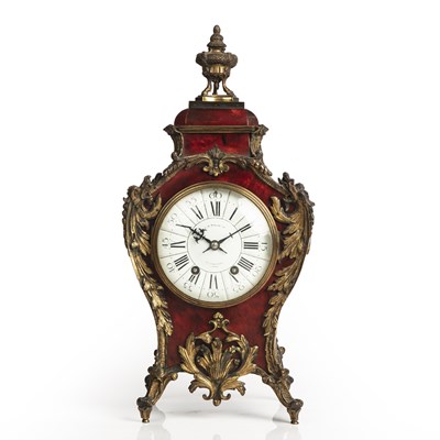 Lot 190 - A late 19th century tortoiseshell mantle clock,...