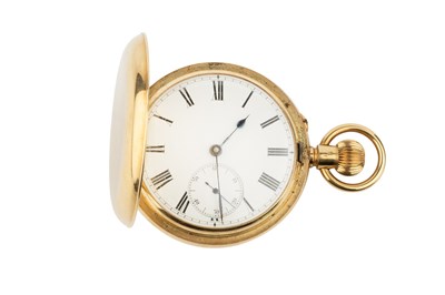 Lot 386 - A Swiss 18ct gold hunter pocket watch, having...