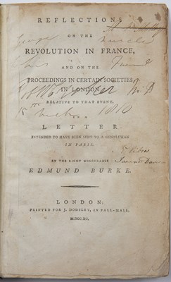 Lot 601 - Burke (Edmund). Reflections on the Revolution...