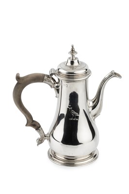 Lot 782 - A George II silver coffee pot, of baluster...