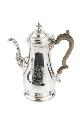 Lot 806 - A George II silver baluster coffee pot, the...