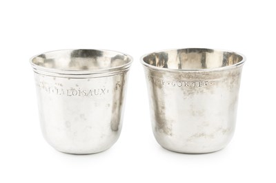 Lot 807 - Two 18th century French silver beakers, one...