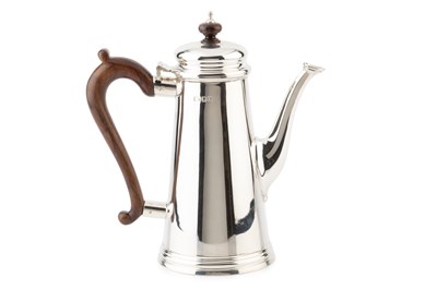 Lot 657 - A silver coffee pot, of plain, tapering form,...