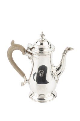 Lot 813 - A silver bachelor's coffee pot, of baluster...