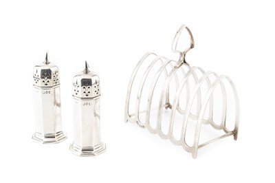 Lot 659 - A silver seven bar toast rack, of plain arched...