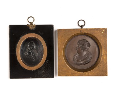 Lot 15 - An early 19th century bronzed lead portrait...