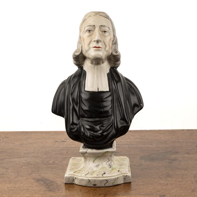 Lot 276 - Ceramic bust of John Wesley (1703-1791) on a...