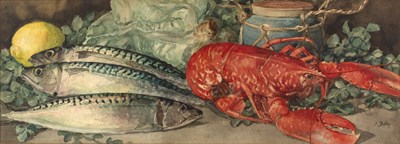 Lot 130 - Arthur Dudley (1864-1919) 'Fish and lobster...