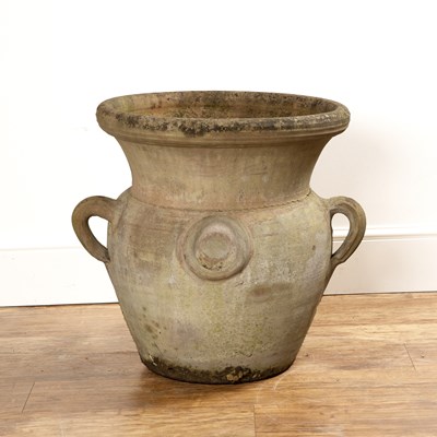 Lot 21 - Terracotta garden pot with raised decoration...