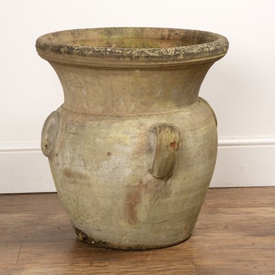 Lot 21 - Terracotta garden pot with raised decoration...