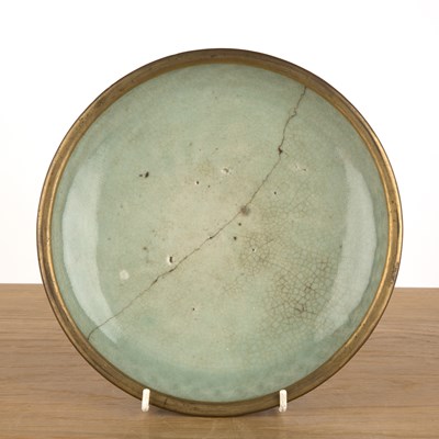 Lot 173 - Celadon dish Chinese, Ming period with a gilt...