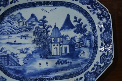 Lot 174 - Pair of blue and white porcelain meat plates...