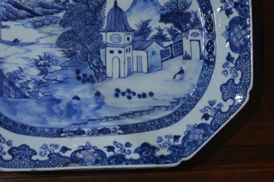 Lot 174 - Pair of blue and white porcelain meat plates...