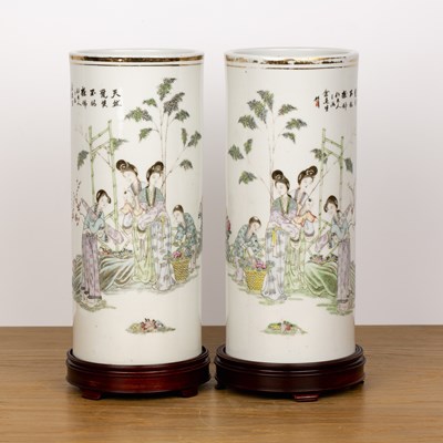 Lot 177 - Pair of cylindrical brush pots Chinese, 20th...