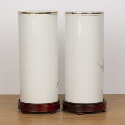 Lot 177 - Pair of cylindrical brush pots Chinese, 20th...