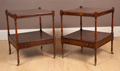 Lot 114 - A pair of yew wood bedside tables