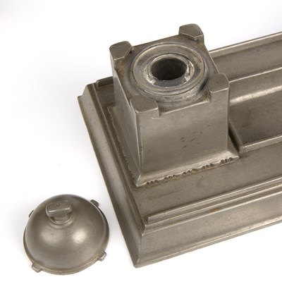 Lot 383 - An Art deco pewter inkwell 29cm wide 16cm deep...
