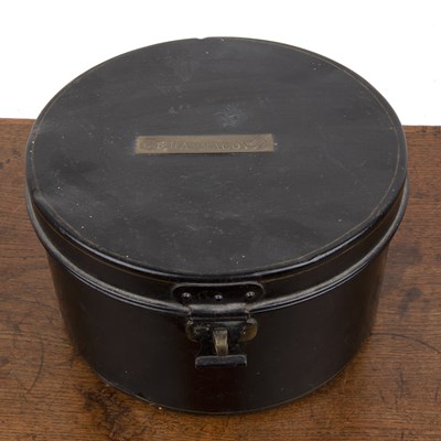 Lot 298 - Militaria interest circular metal hat tin or...