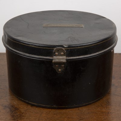 Lot 298 - Militaria interest circular metal hat tin or...