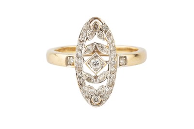 Lot 7 - A diamond panel ring, of elongated oval shaped...