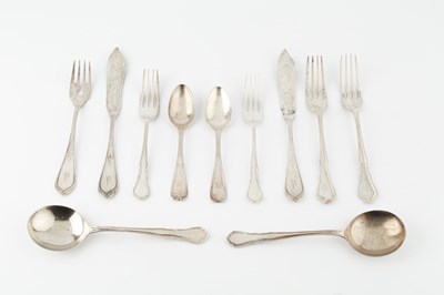 Lot 762 - A part service of silver flatware, with shaped...