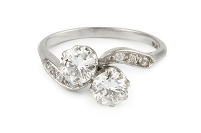 Lot 36 - A diamond two stone ring, the brilliant-cut...